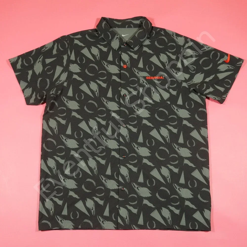 Nike Georgia Bulldogs SB Woven Short Sleeve Shirt in Black / Gray Sz XL - Picture 2 of 7